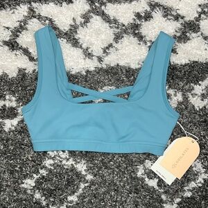 NWT POPFLEX Blogilates Cameo Blue Crisscross Bra